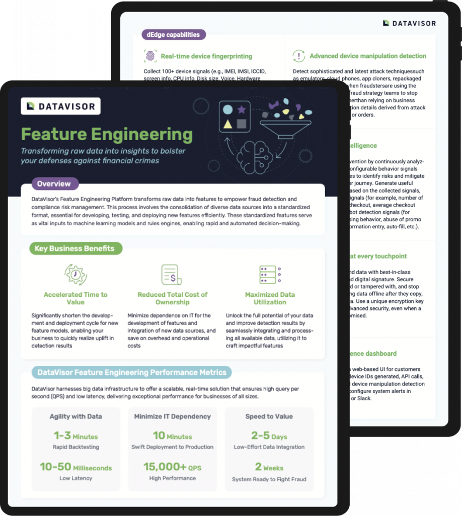 feature engineering product sheet